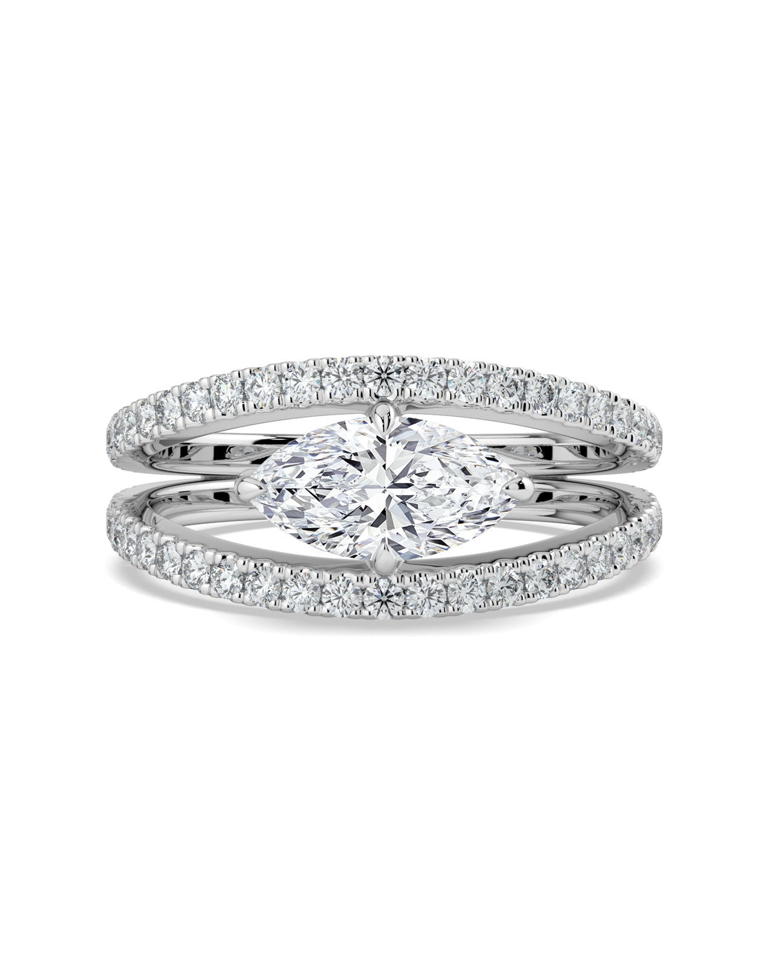 Split Shank East To West Set Marquise Engagement Ring