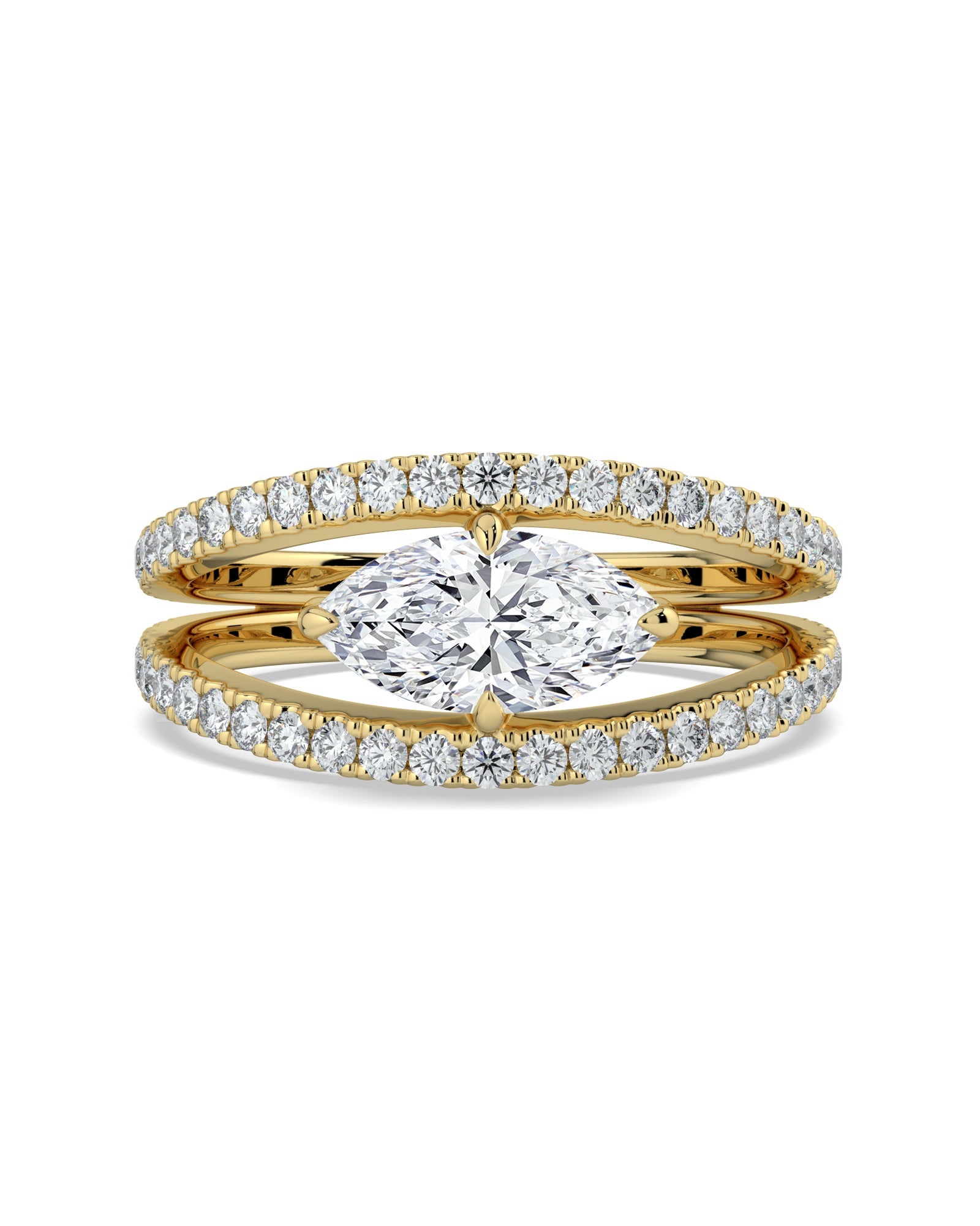 Split Shank East To West Set Marquise Engagement Ring