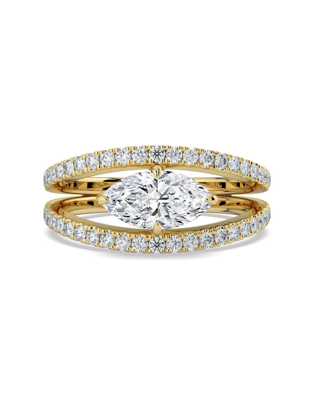 Split Shank East To West Set Marquise Engagement Ring