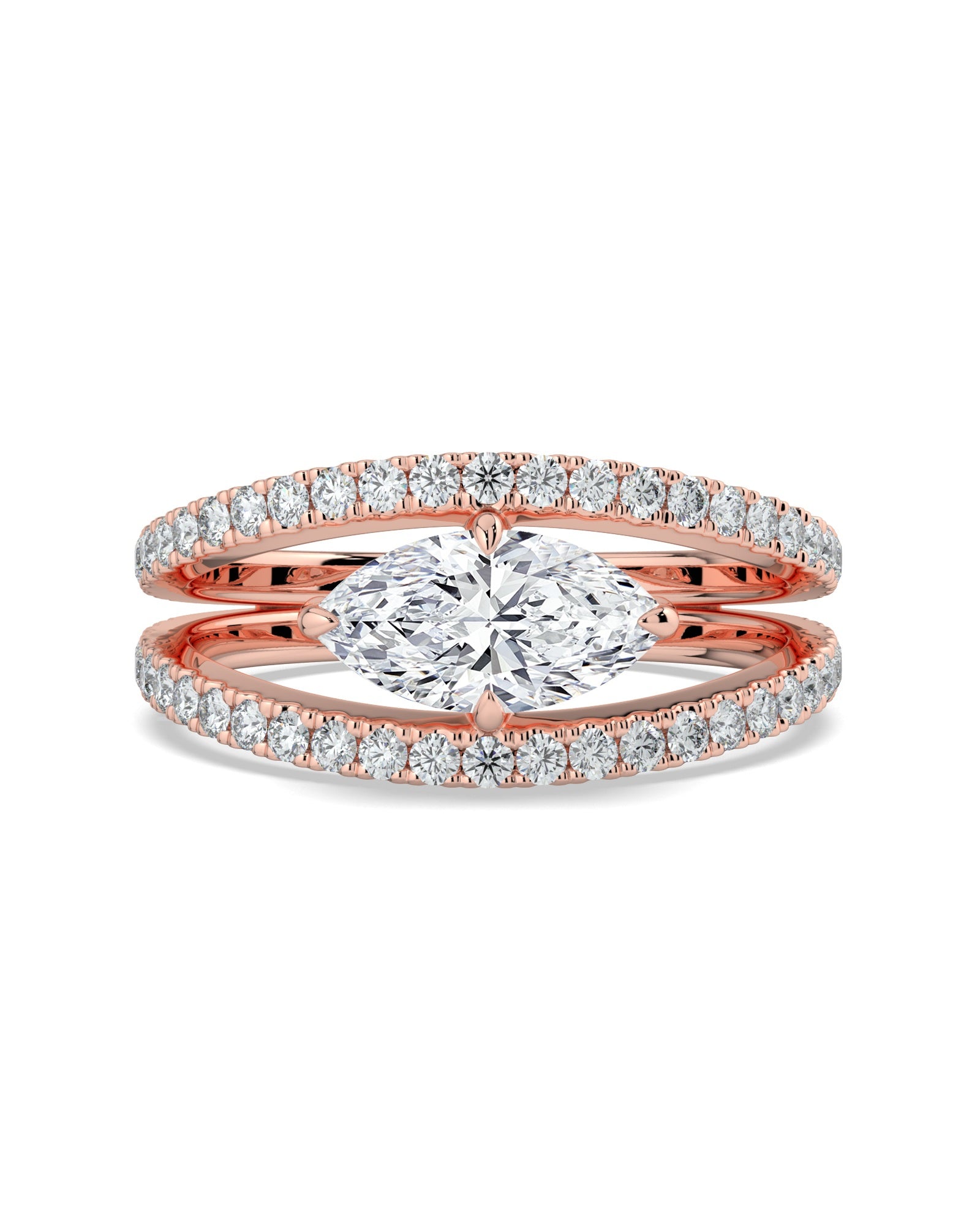 Split Shank East To West Set Marquise Engagement Ring
