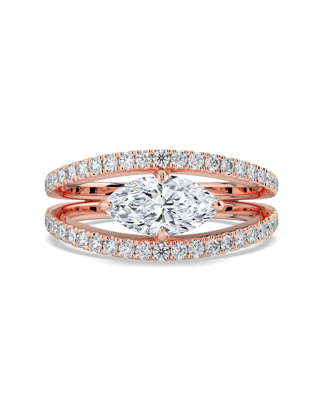 Split Shank East To West Set Marquise Engagement Ring