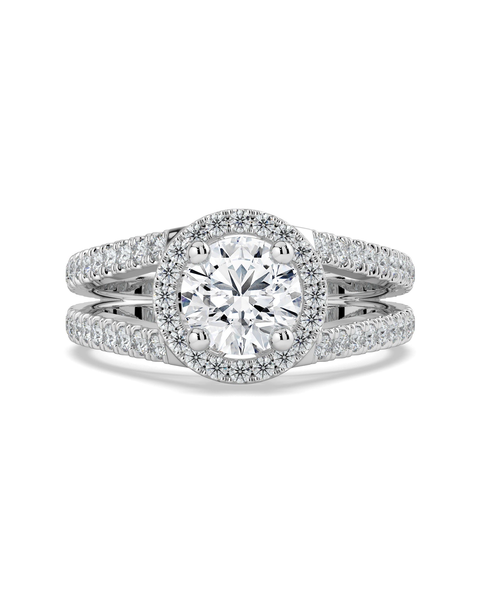 Split Shank Halo Diamond Engagement Ring