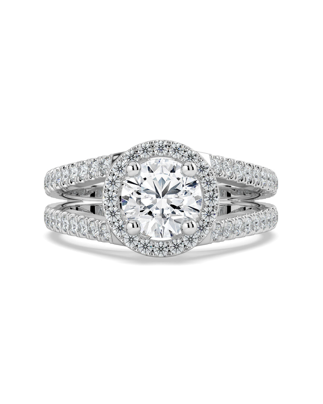 Split Shank Halo Diamond Engagement Ring