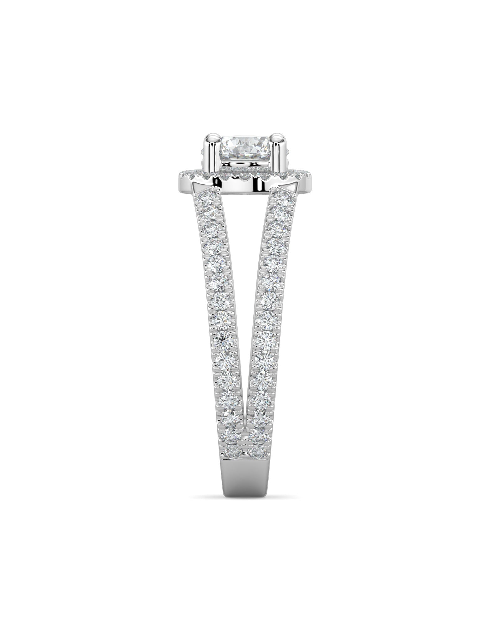 Split Shank Halo Diamond Engagement Ring