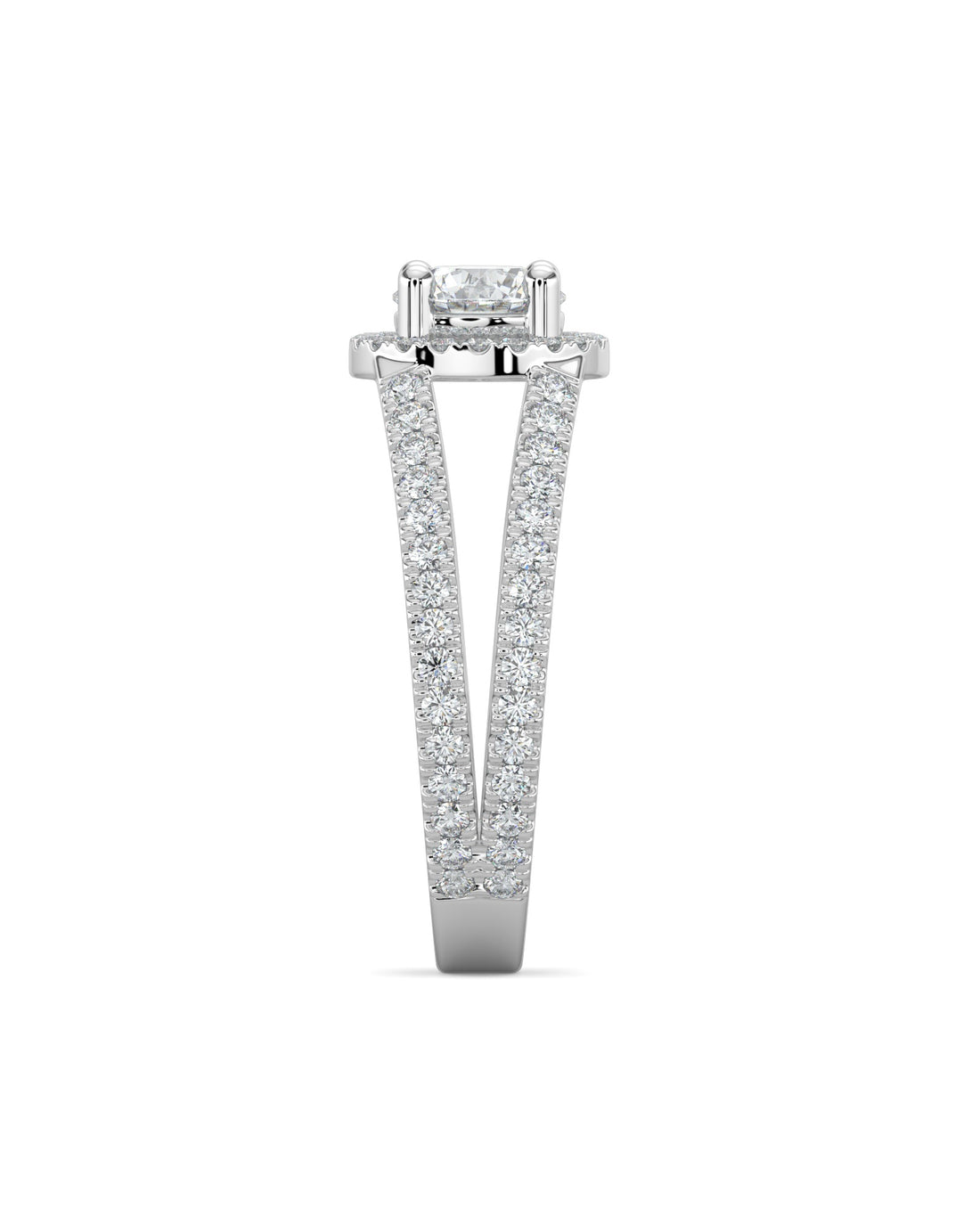 Split Shank Halo Diamond Engagement Ring