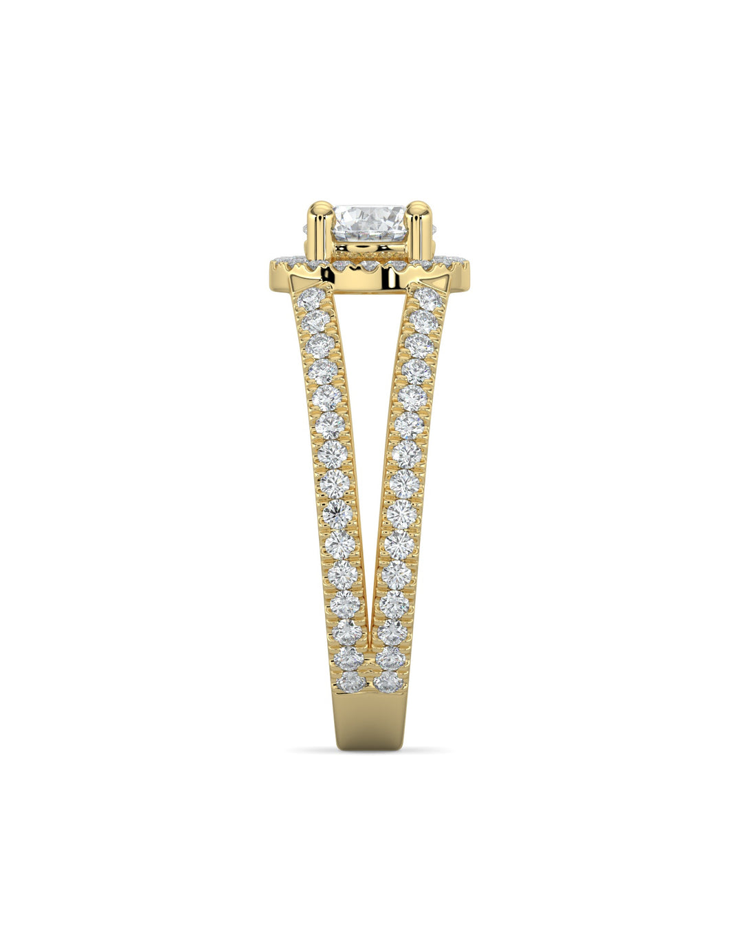Split Shank Halo Diamond Engagement Ring