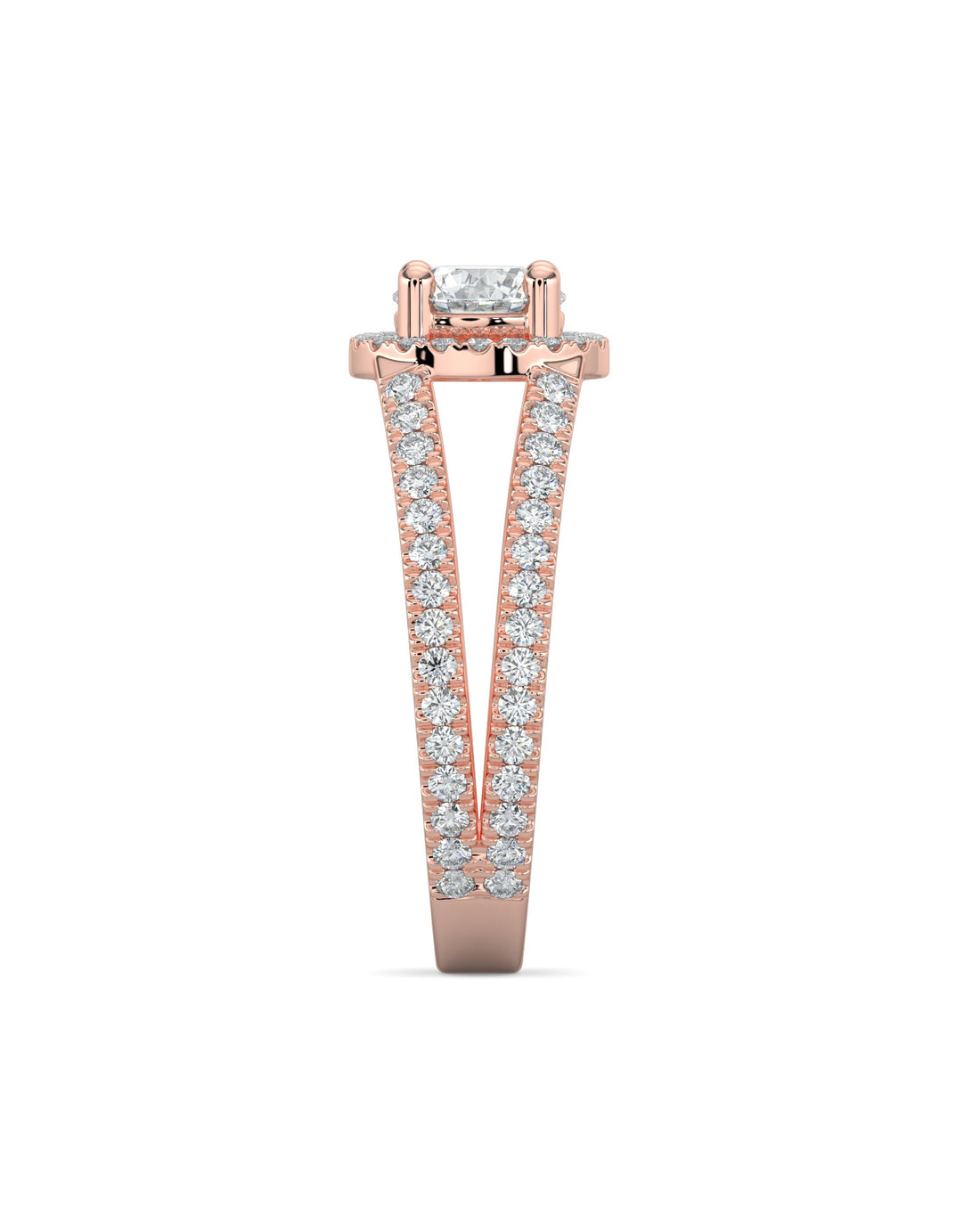 Split Shank Halo Diamond Engagement Ring