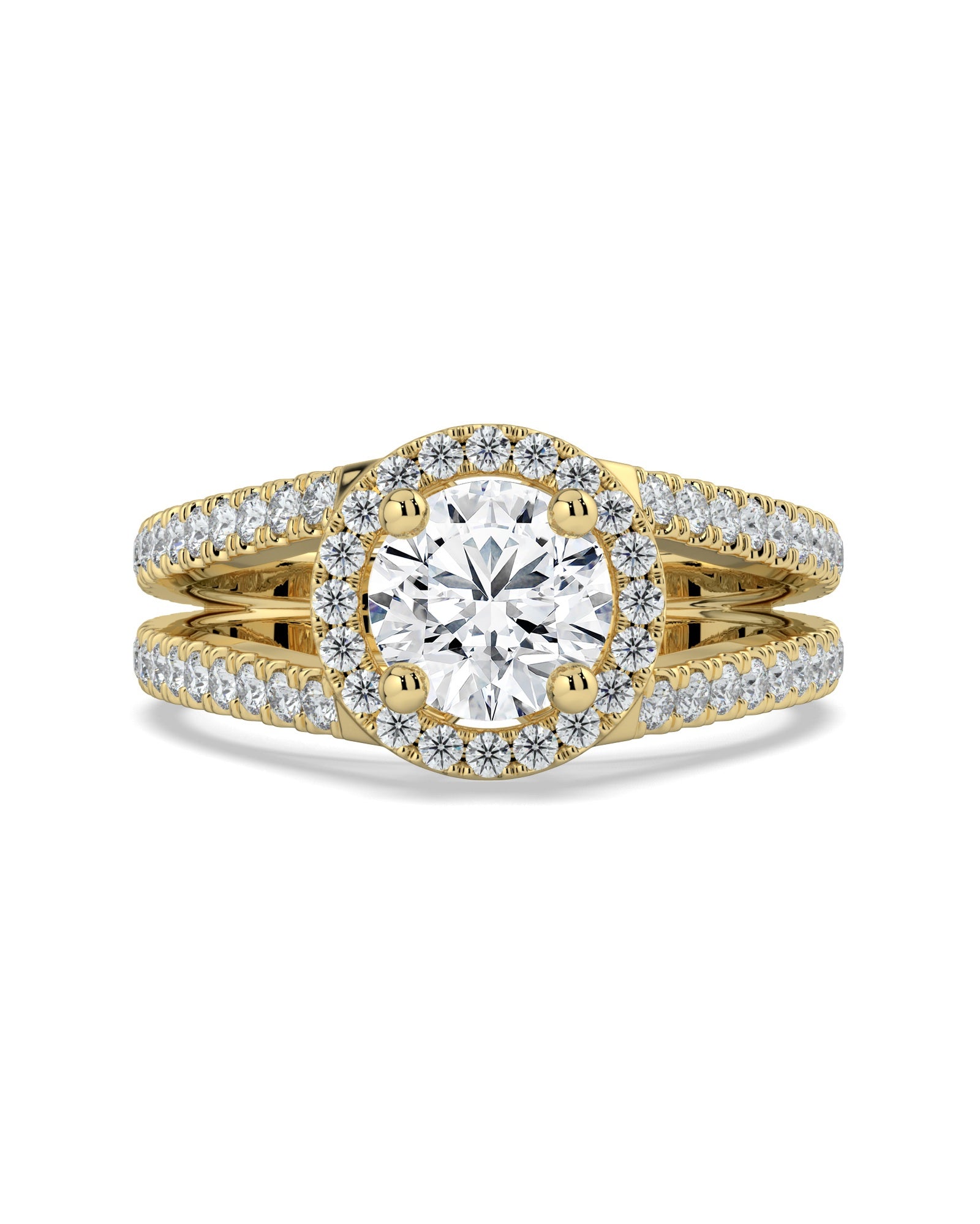 Split Shank Halo Diamond Engagement Ring