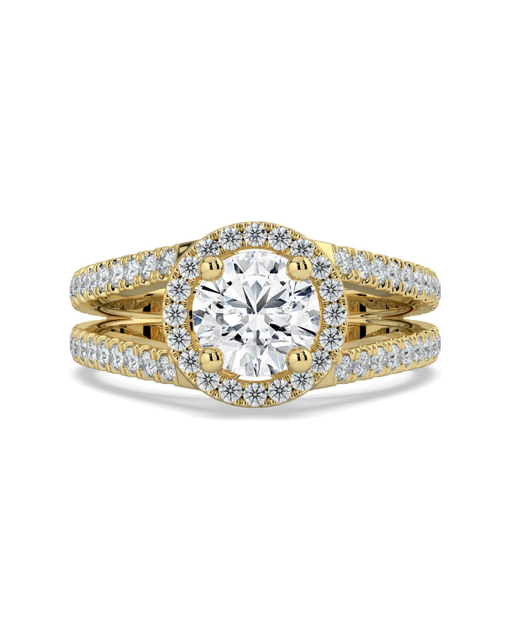 Split Shank Halo Diamond Engagement Ring