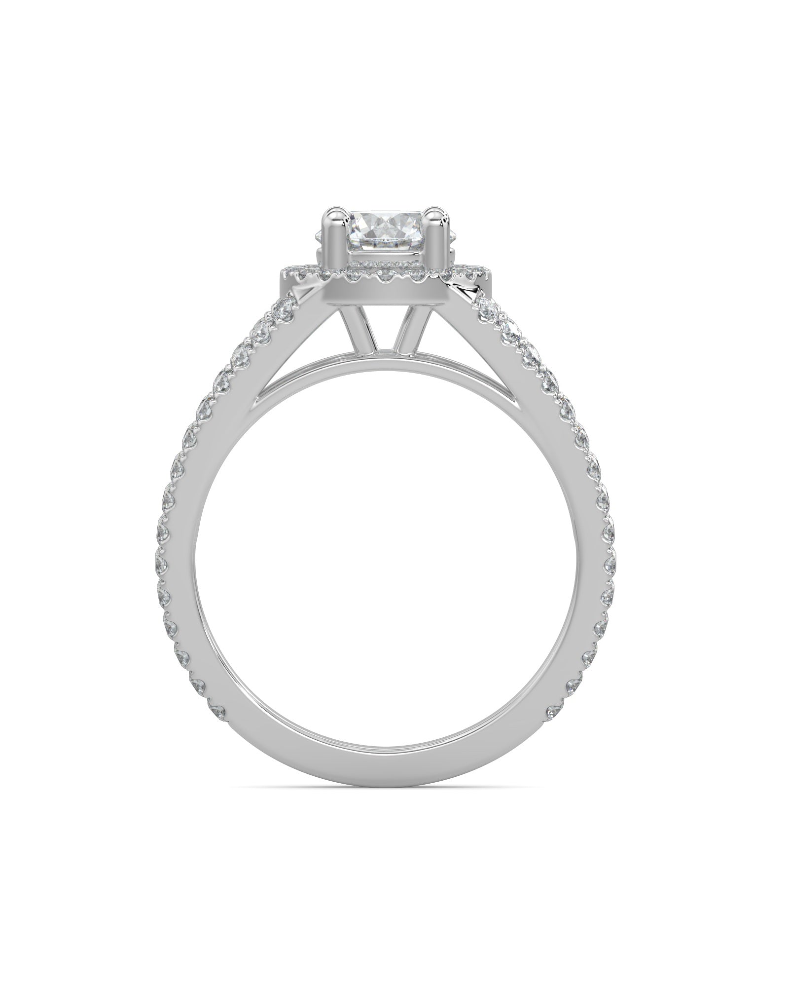 Split Shank Halo Diamond Engagement Ring