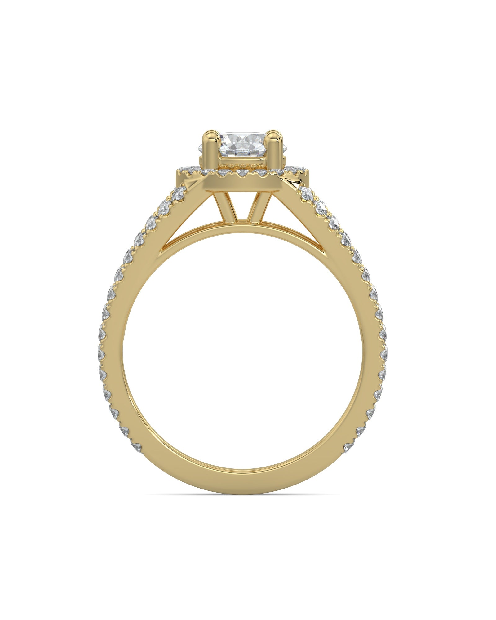 Split Shank Halo Diamond Engagement Ring