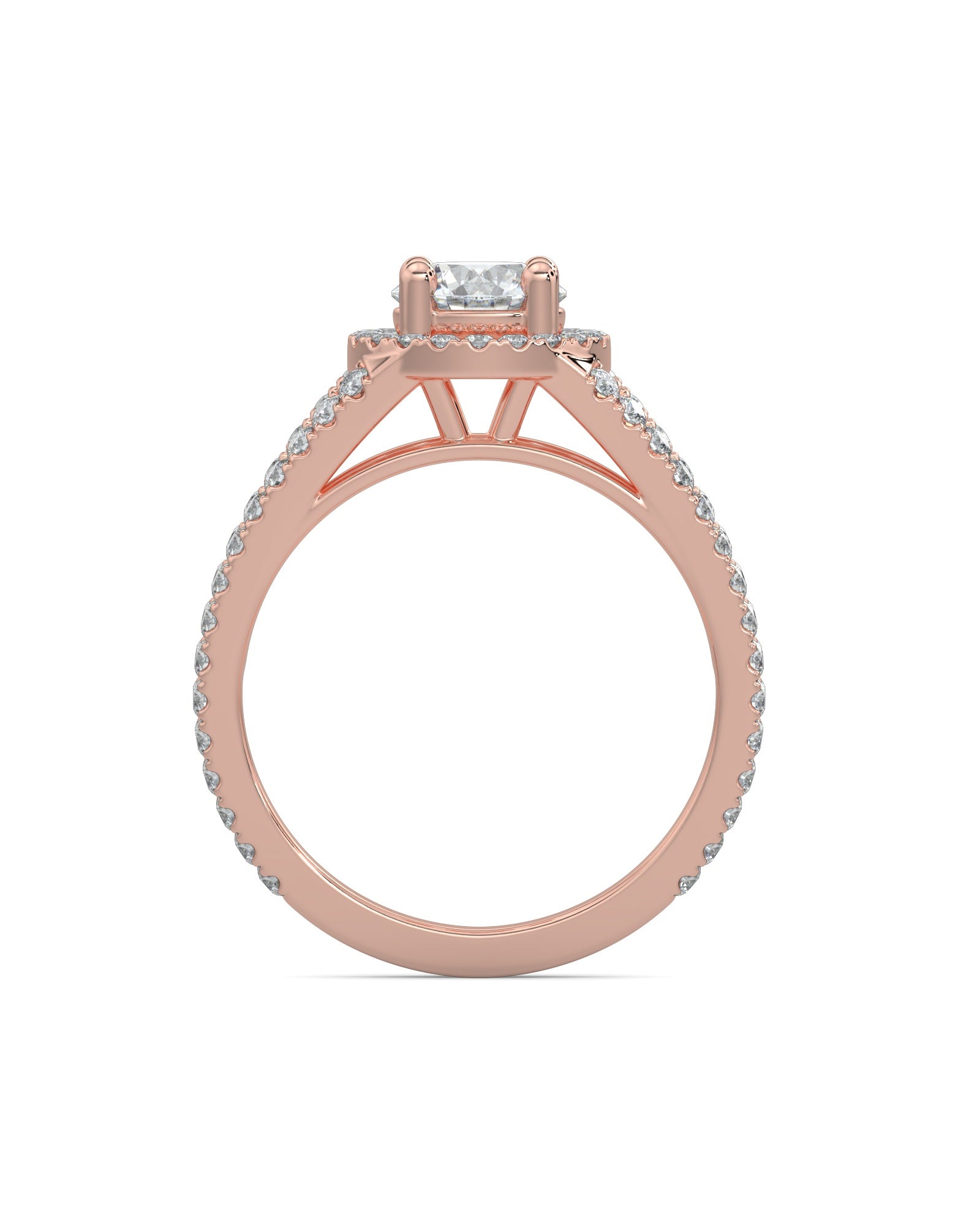 Split Shank Halo Diamond Engagement Ring