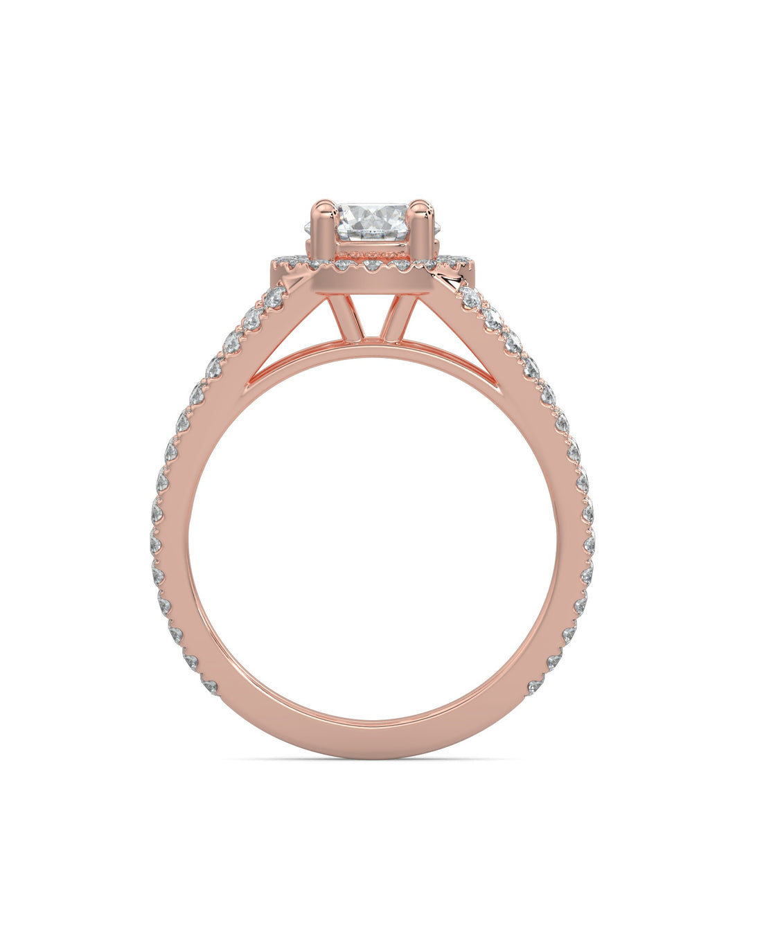 Split Shank Halo Diamond Engagement Ring