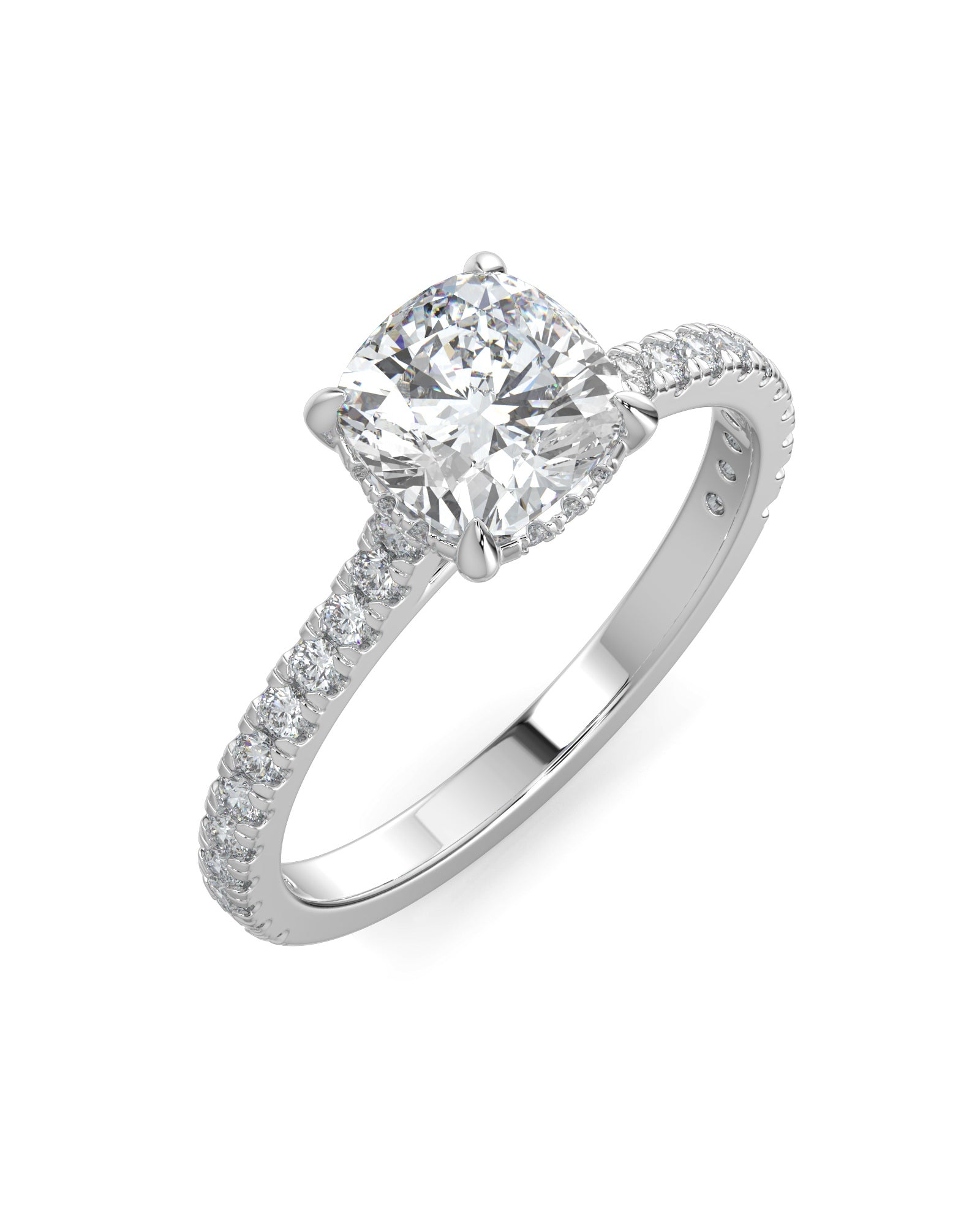 Hidden Halo Cushion-Cut Engagement Ring