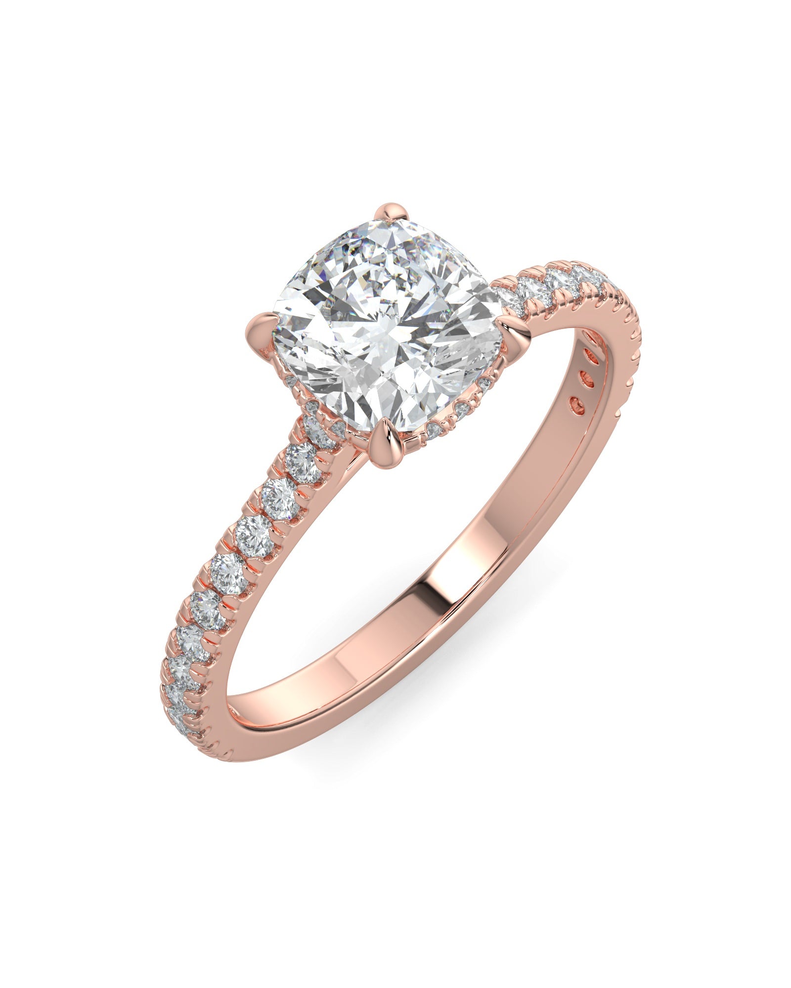 Hidden Halo Cushion-Cut Engagement Ring