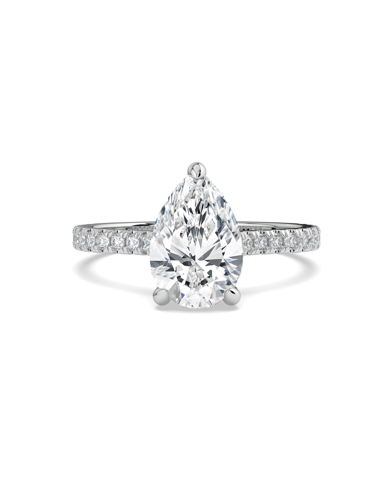 Pear-Cut Hidden Halo Pavé Engagement Ring