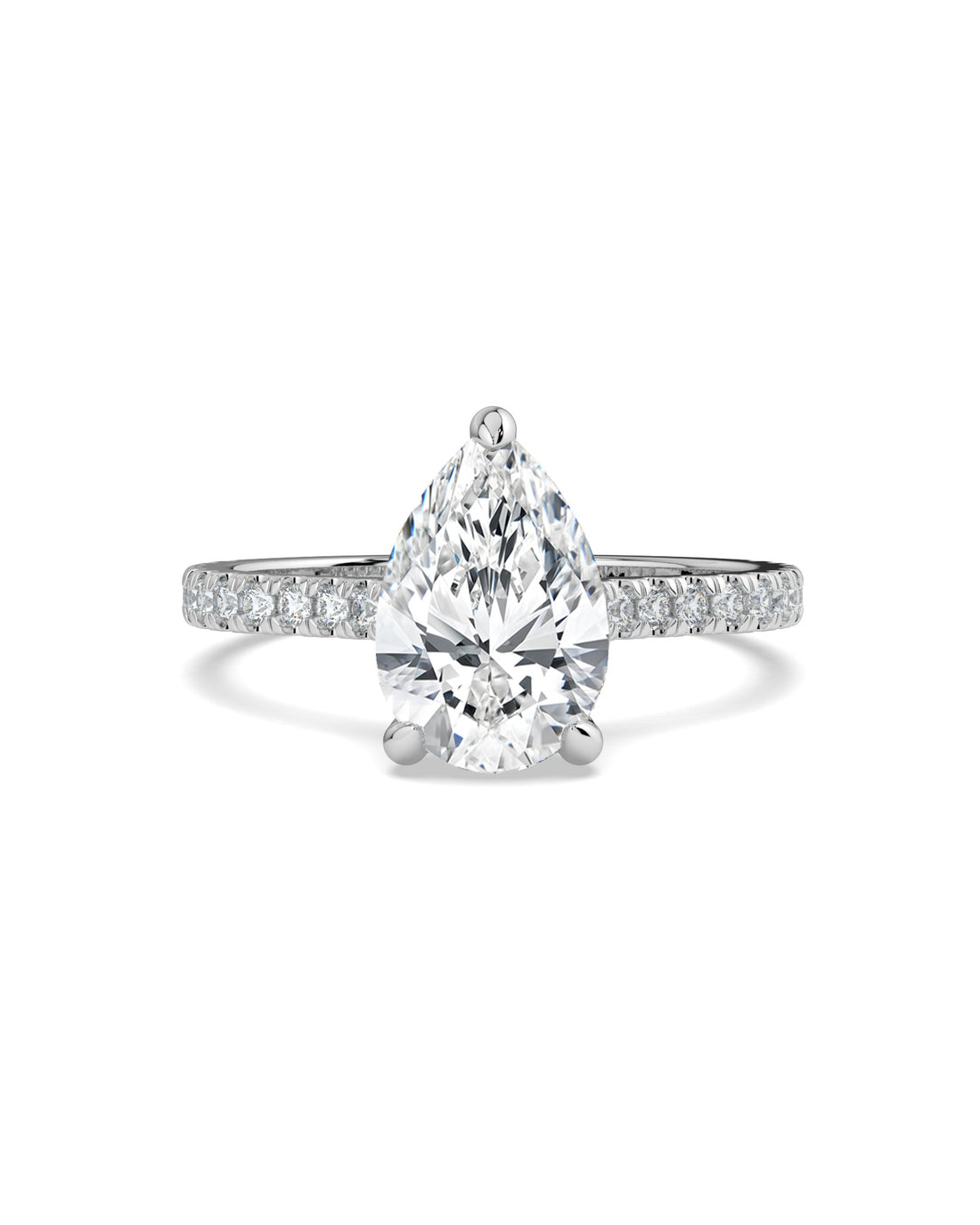 Pear-Cut Hidden Halo Pavé Engagement Ring