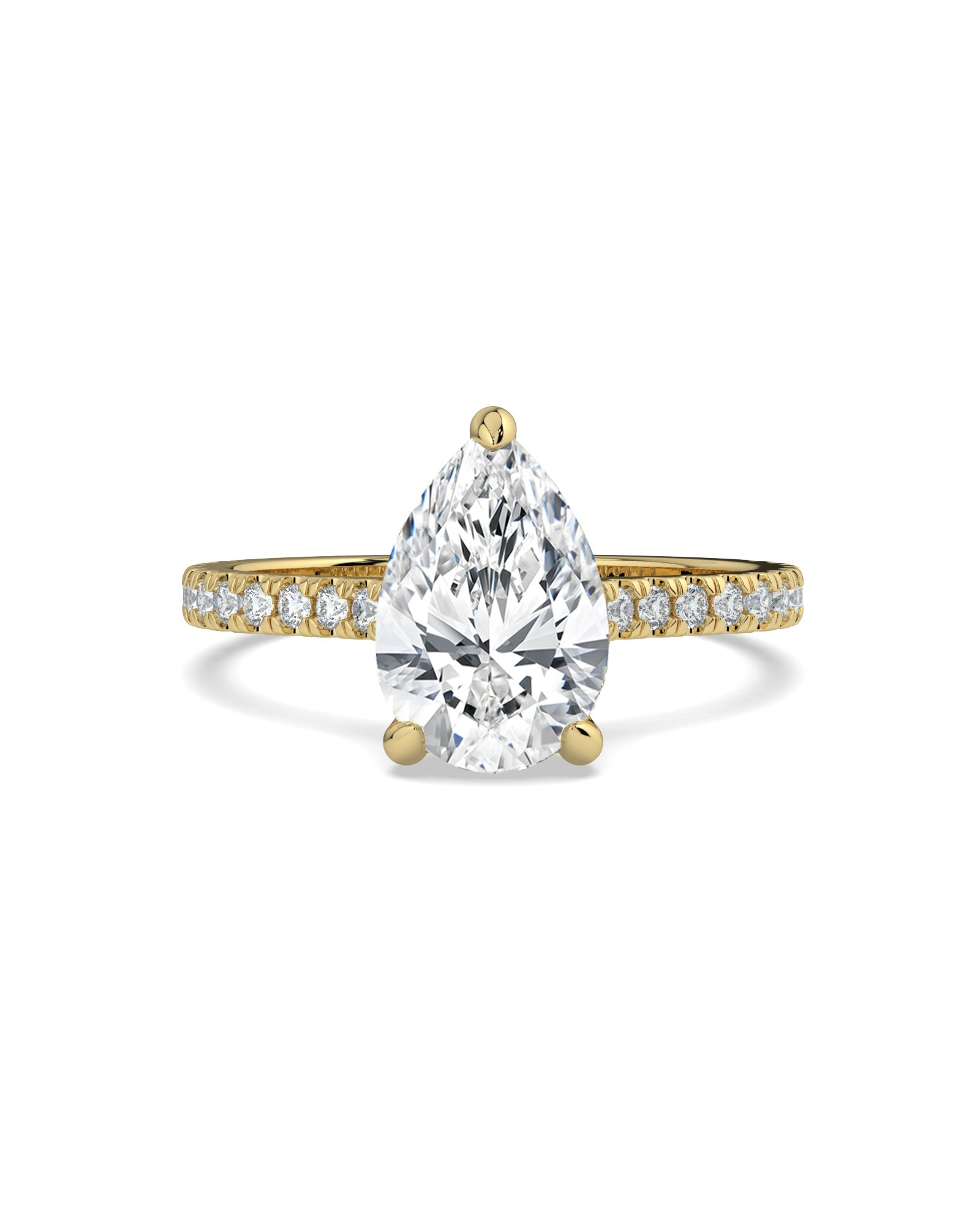 Pear-Cut Hidden Halo Pavé Engagement Ring