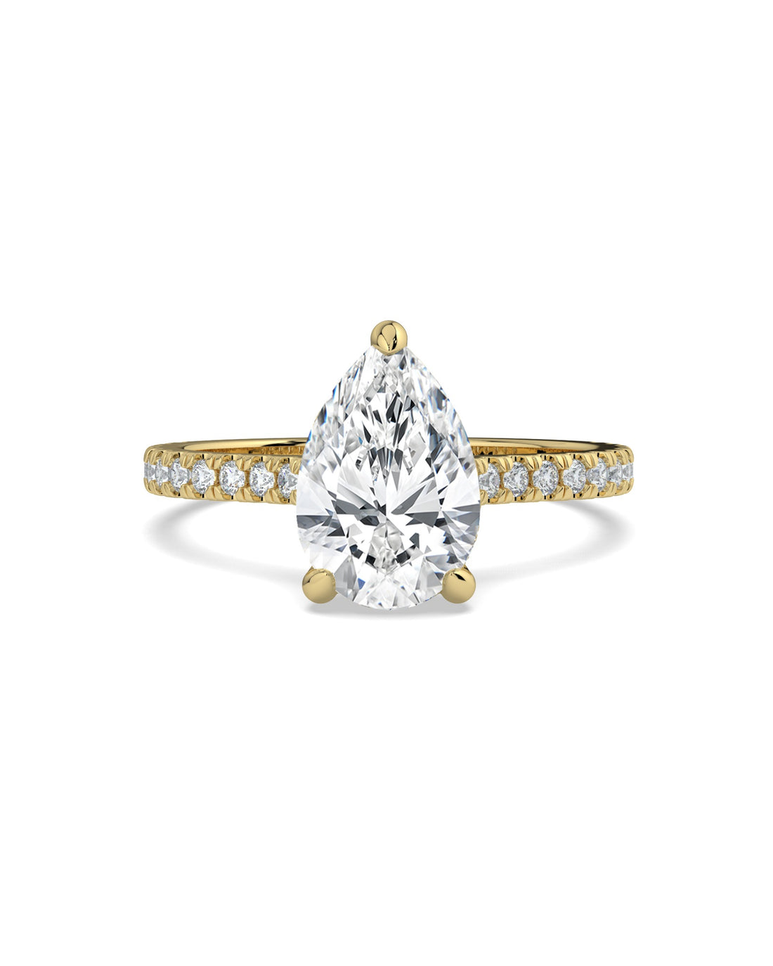 Pear-Cut Hidden Halo Pavé Engagement Ring
