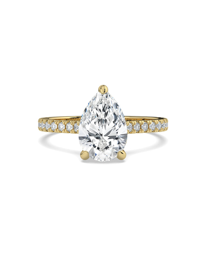 Pear-Cut Hidden Halo Pavé Engagement Ring