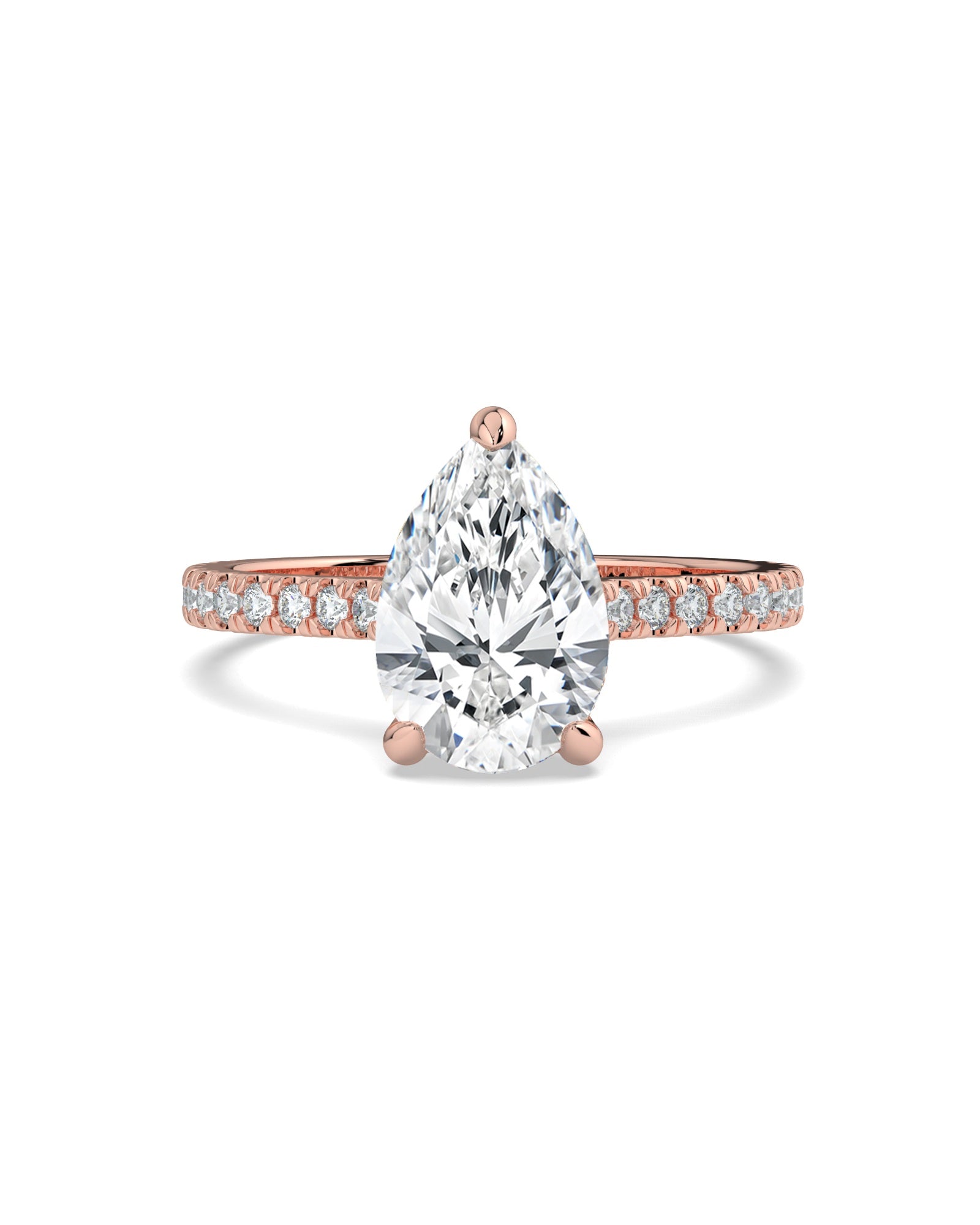 Pear-Cut Hidden Halo Pavé Engagement Ring