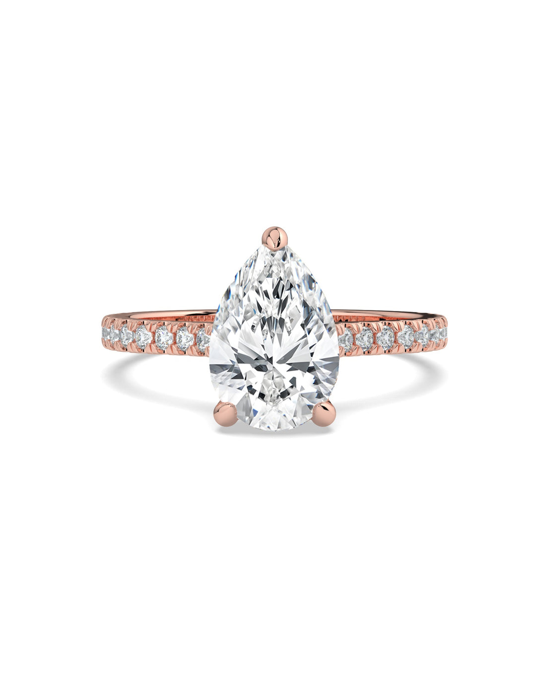 Pear-Cut Hidden Halo Pavé Engagement Ring