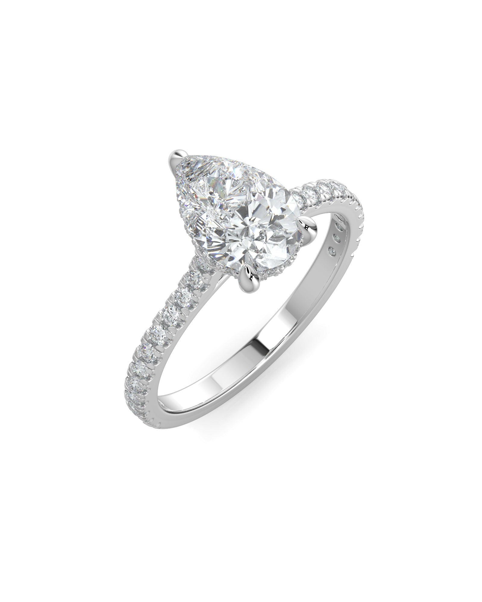 Pear-Cut Hidden Halo Pavé Engagement Ring
