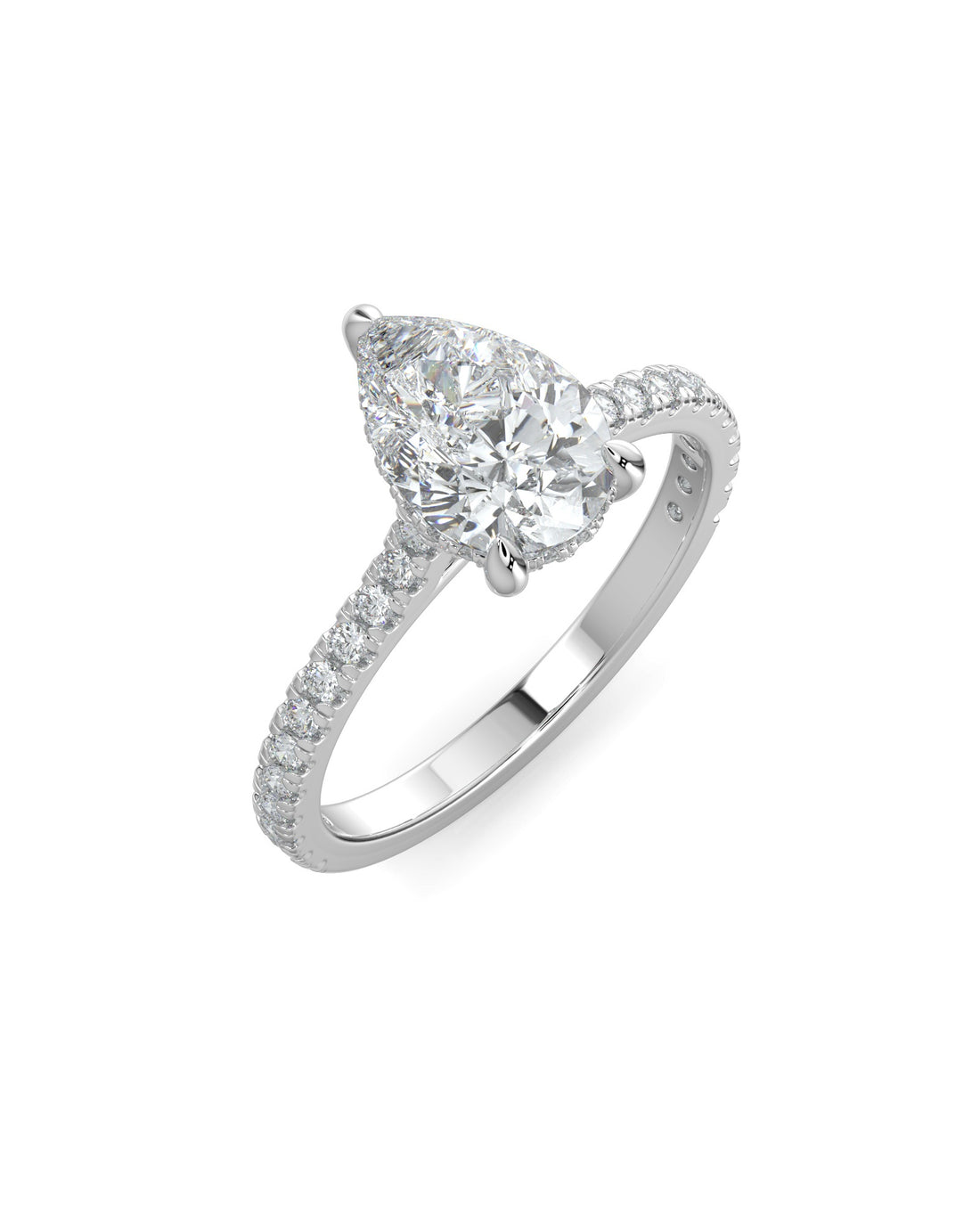 Pear-Cut Hidden Halo Pavé Engagement Ring