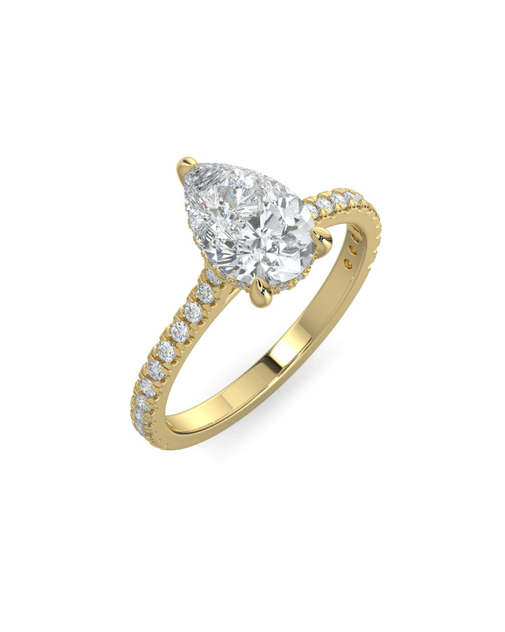 Pear-Cut Hidden Halo Pavé Engagement Ring
