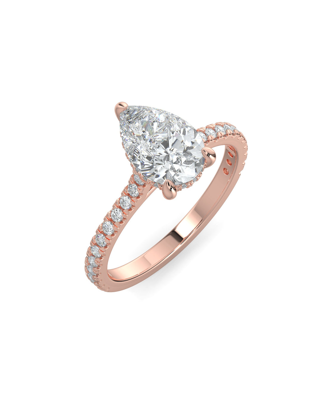 Pear-Cut Hidden Halo Pavé Engagement Ring