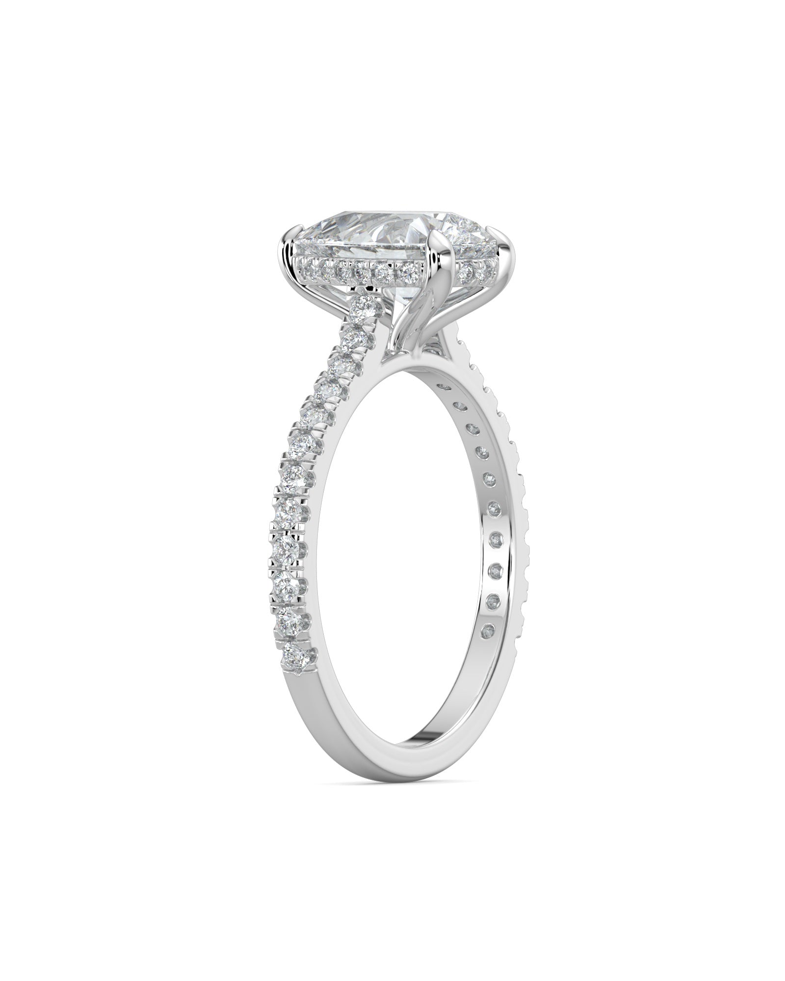 Pear-Cut Hidden Halo Pavé Engagement Ring