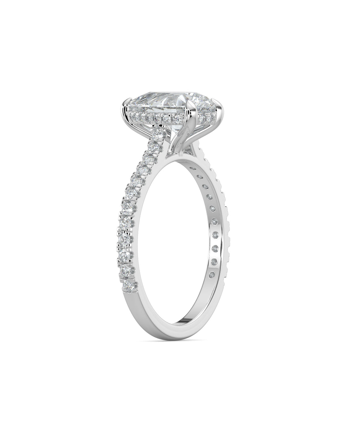 Pear-Cut Hidden Halo Pavé Engagement Ring