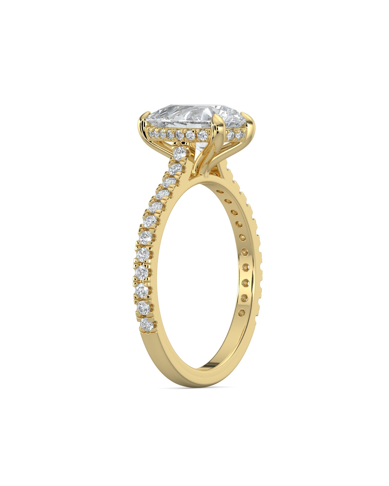 Pear-Cut Hidden Halo Pavé Engagement Ring
