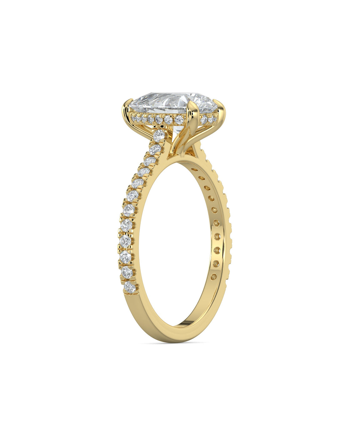Pear-Cut Hidden Halo Pavé Engagement Ring
