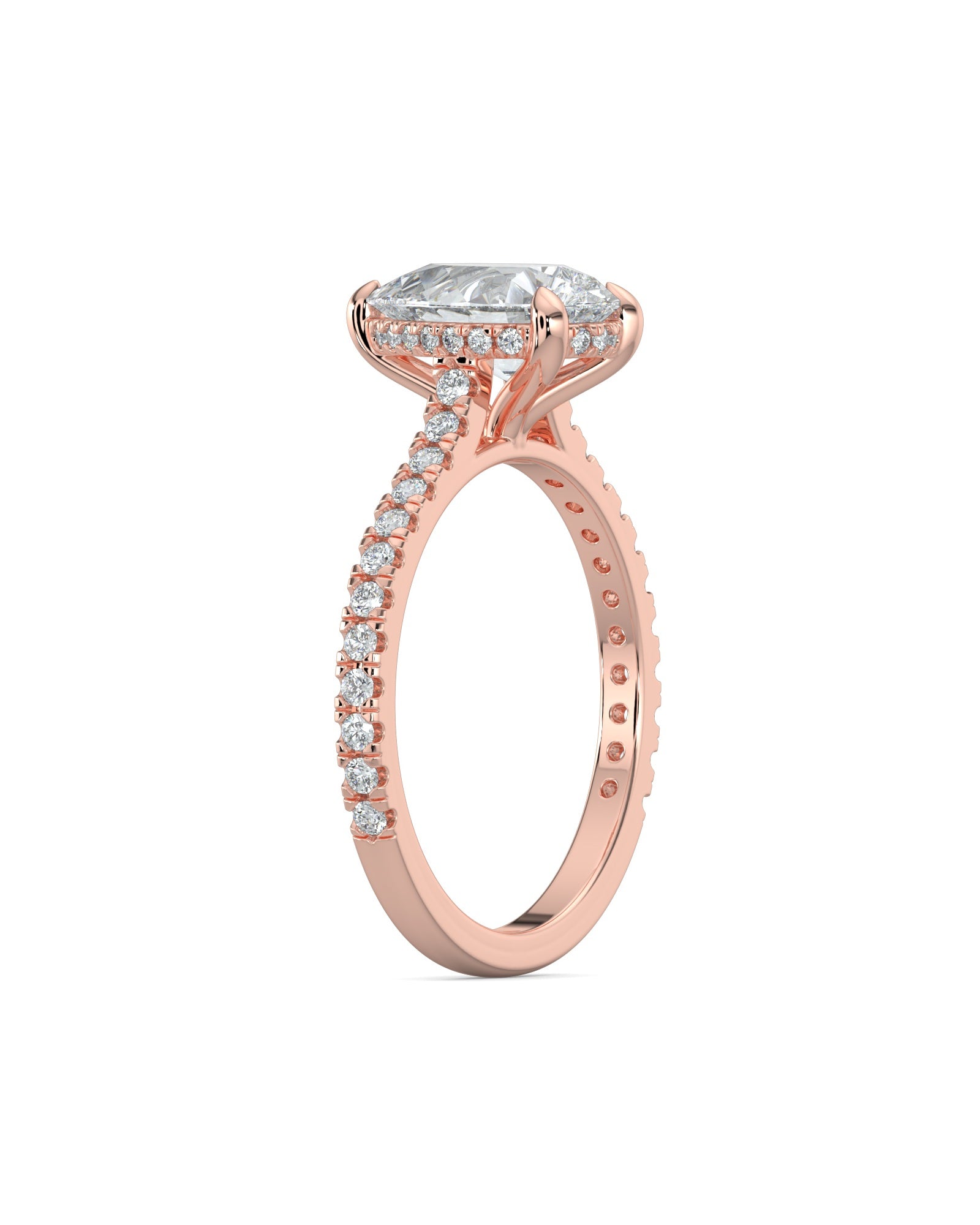 Pear-Cut Hidden Halo Pavé Engagement Ring