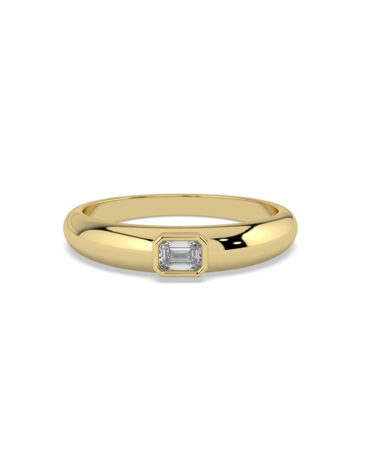 Bezel Setting Emerald Diamond Ring