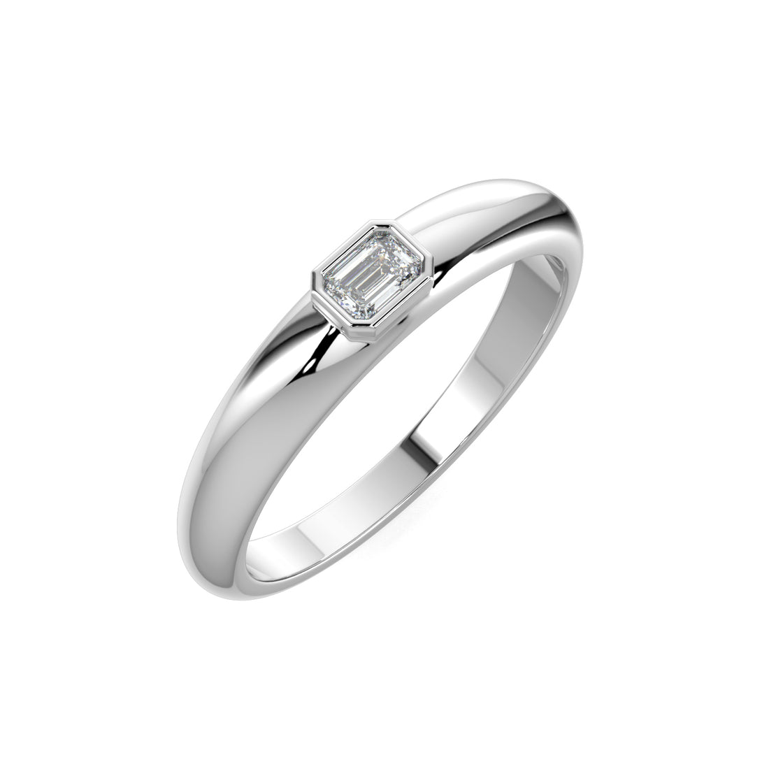 Bezel Setting Emerald Diamond Ring