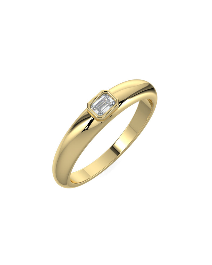 Bezel Setting Emerald Diamond Ring