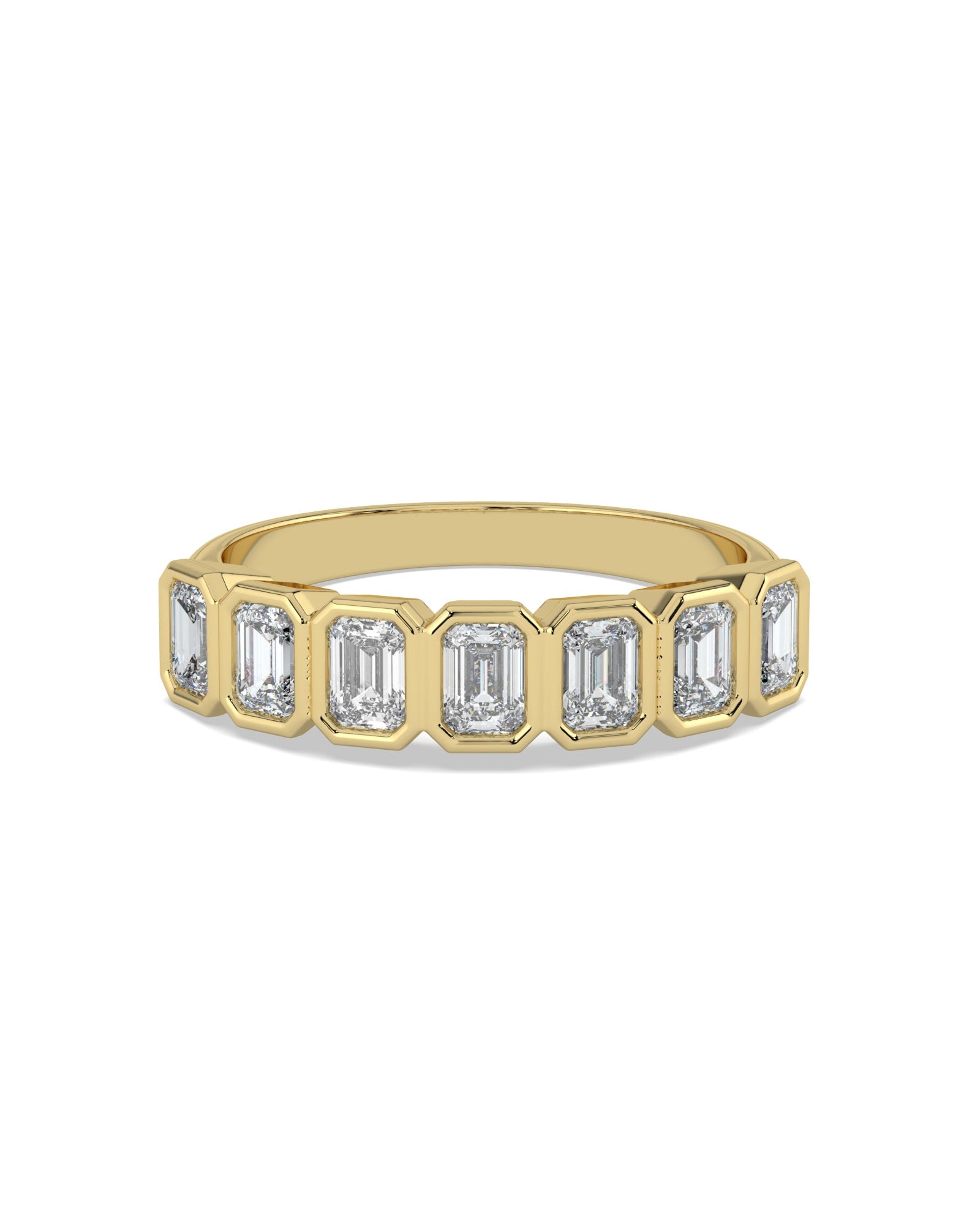 Bezel-Set Emerald Cut Eternity Wedding Ring