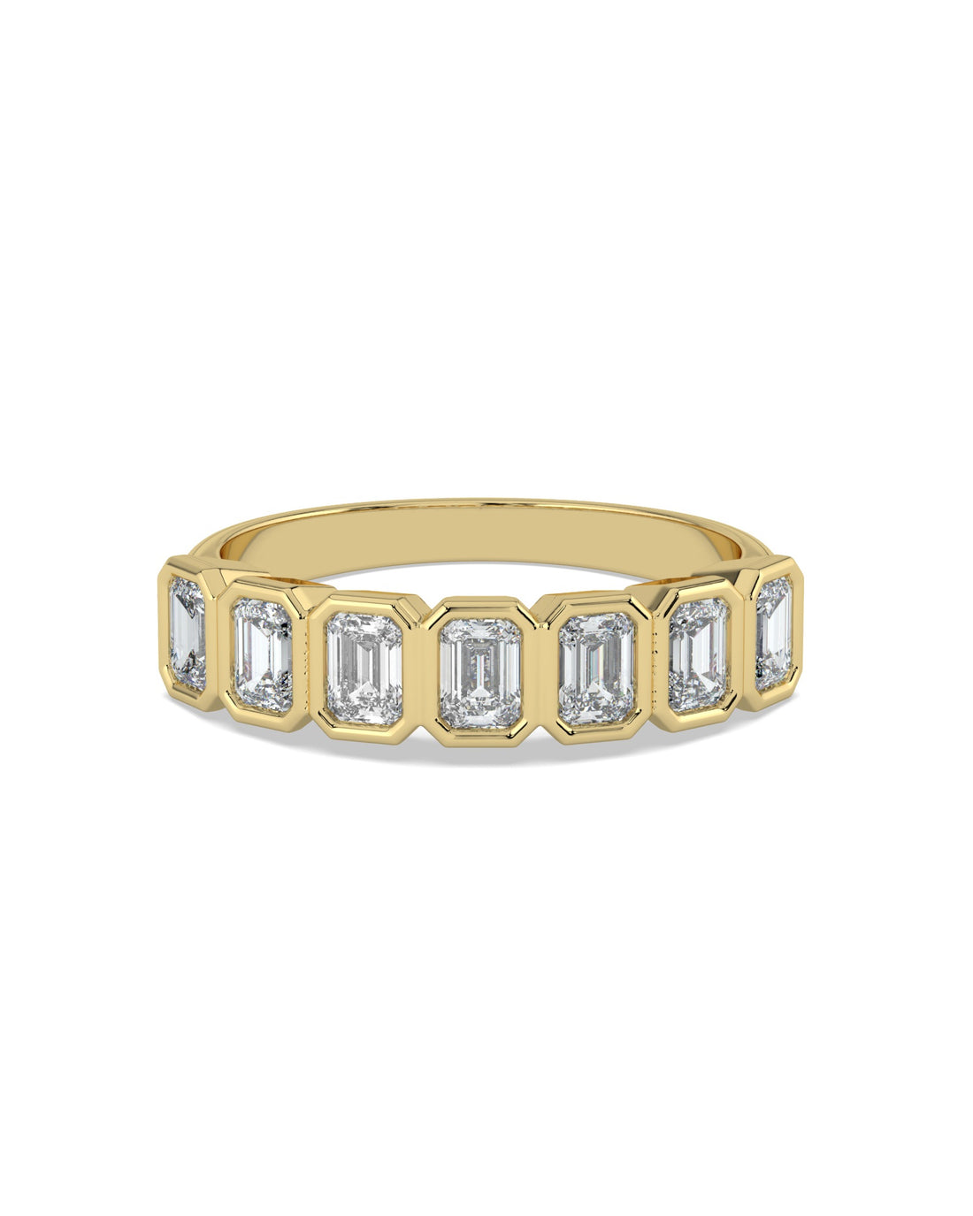 Bezel-Set Emerald Cut Eternity Wedding Ring