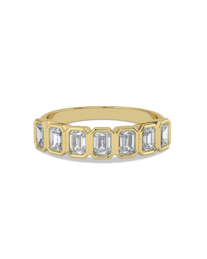 Bezel-Set Emerald Cut Eternity Wedding Ring