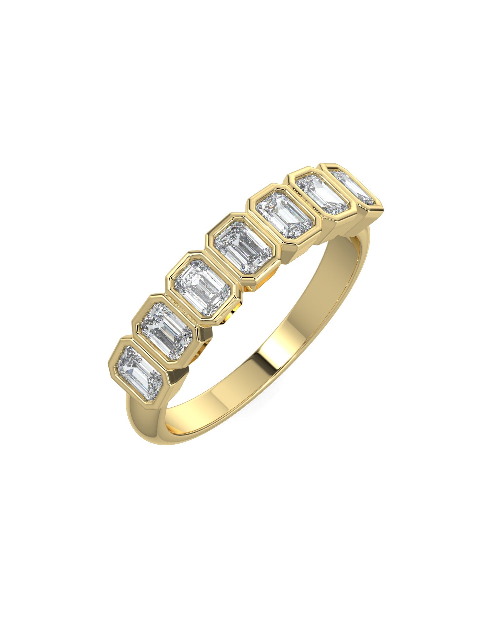 Bezel-Set Emerald Cut Eternity Wedding Ring