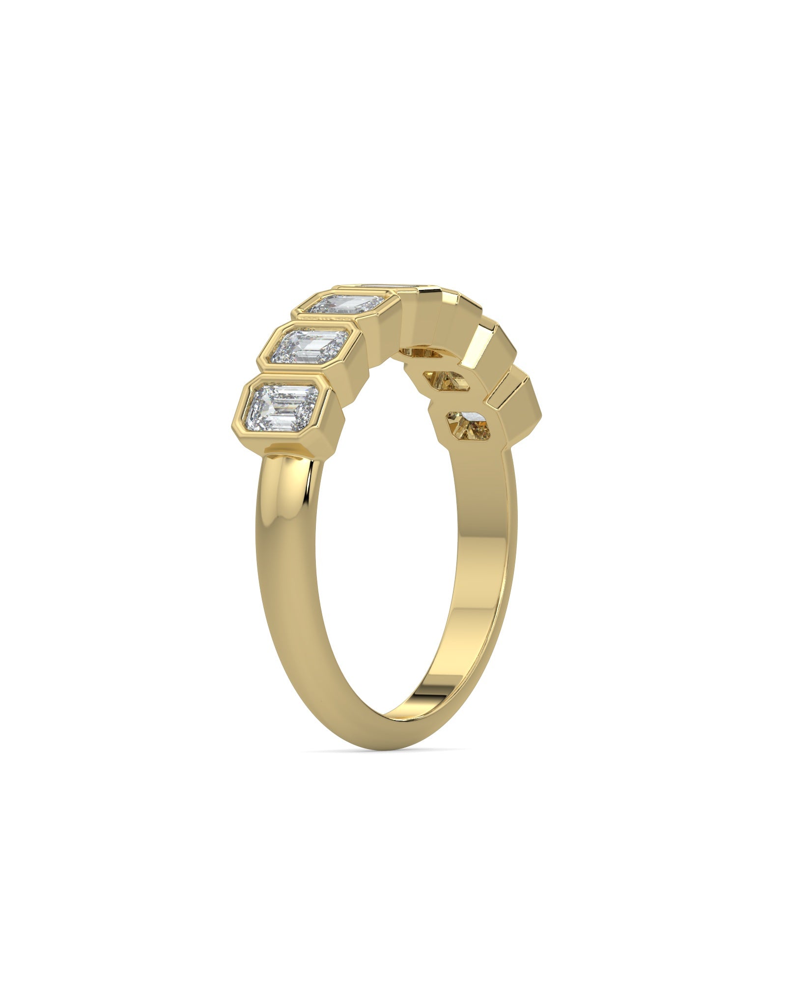 Bezel-Set Emerald Cut Eternity Wedding Ring