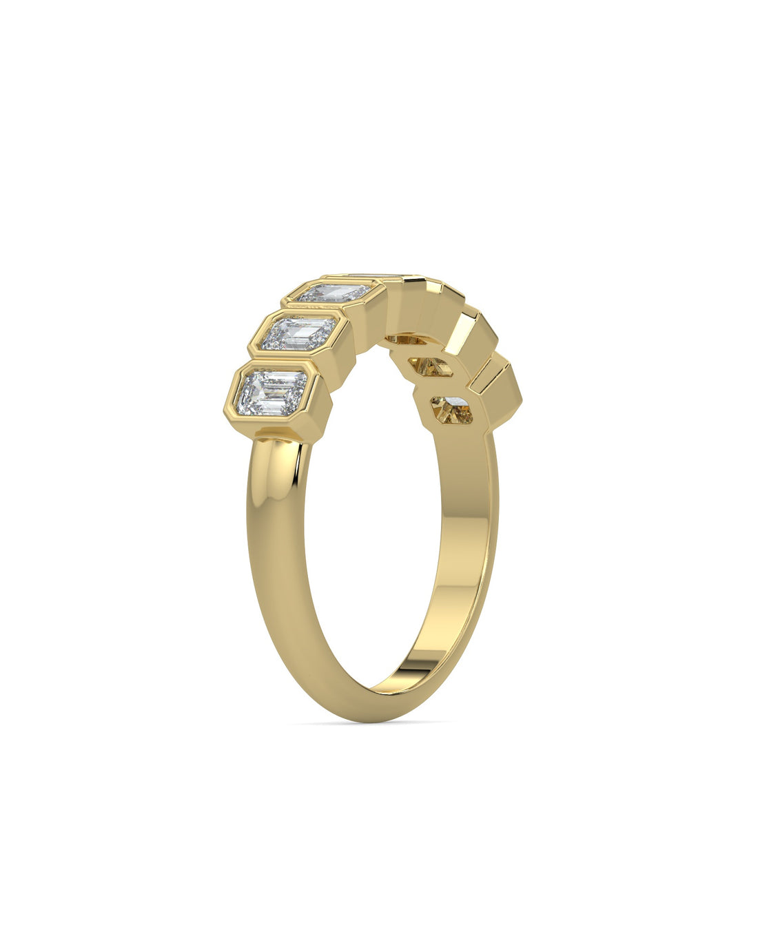 Bezel-Set Emerald Cut Eternity Wedding Ring