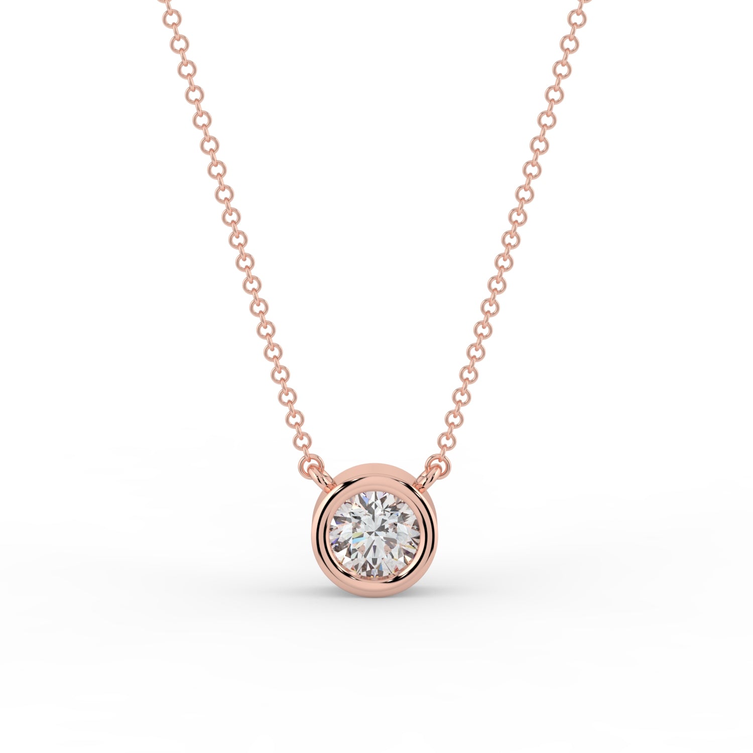 Bezel-Set Diamond Necklace 18K Rose Gold