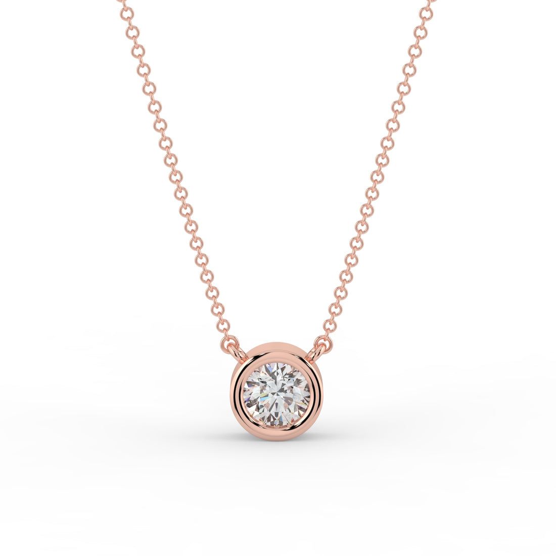 Bezel-Set Diamond Necklace 18K Rose Gold