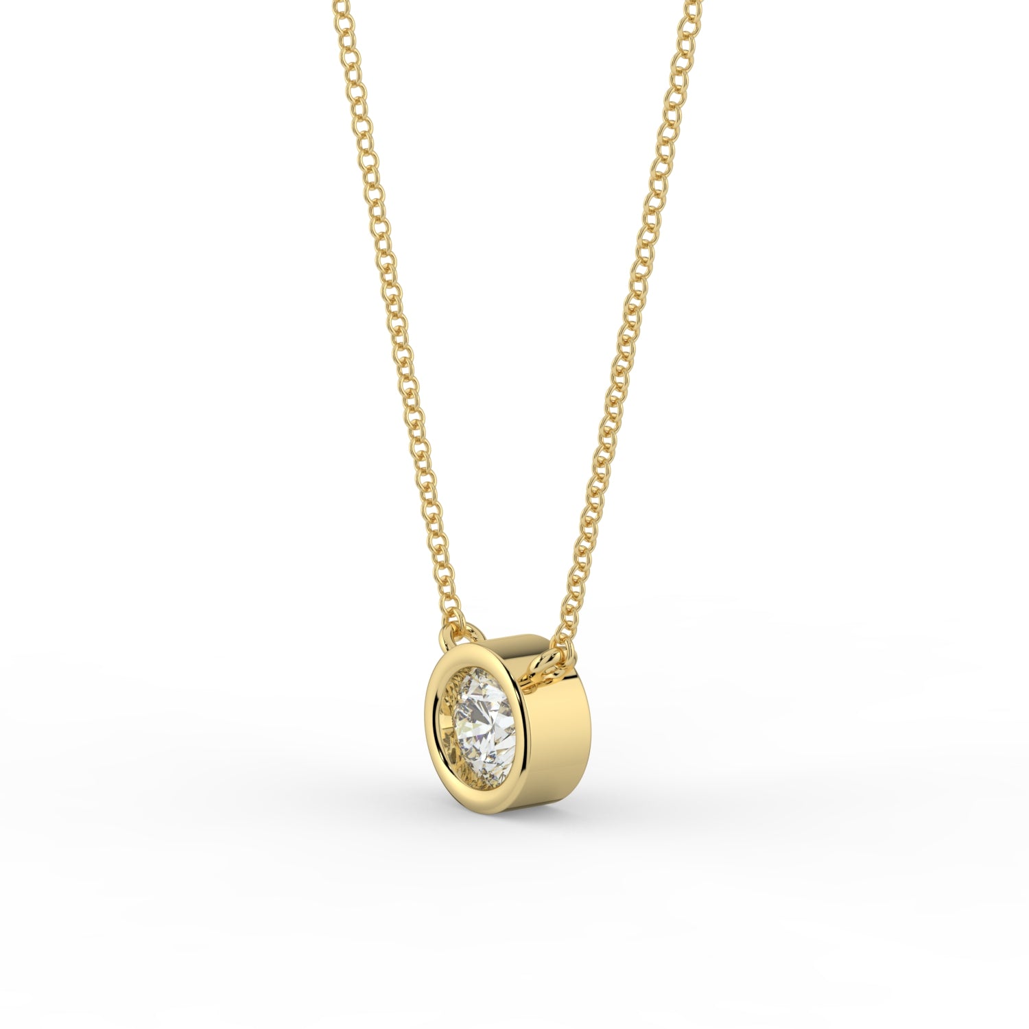 Bezel-Set Diamond Necklace 14K Yellow Gold