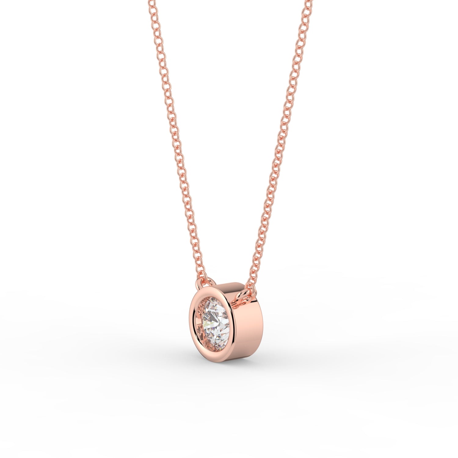 Bezel-Set Diamond Necklace 18K Rose Gold