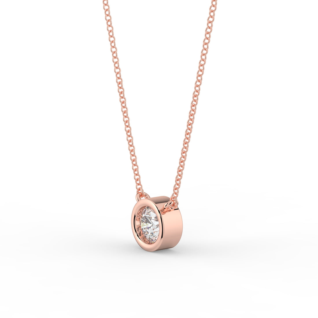 Bezel-Set Diamond Necklace 18K Rose Gold