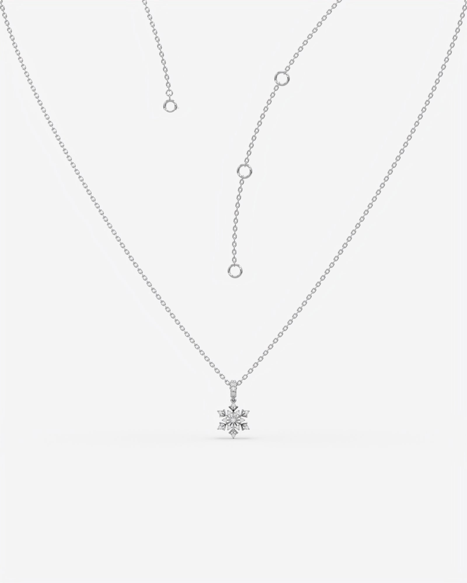 Diamond Snowflake Pendant Necklace 18K White Gold